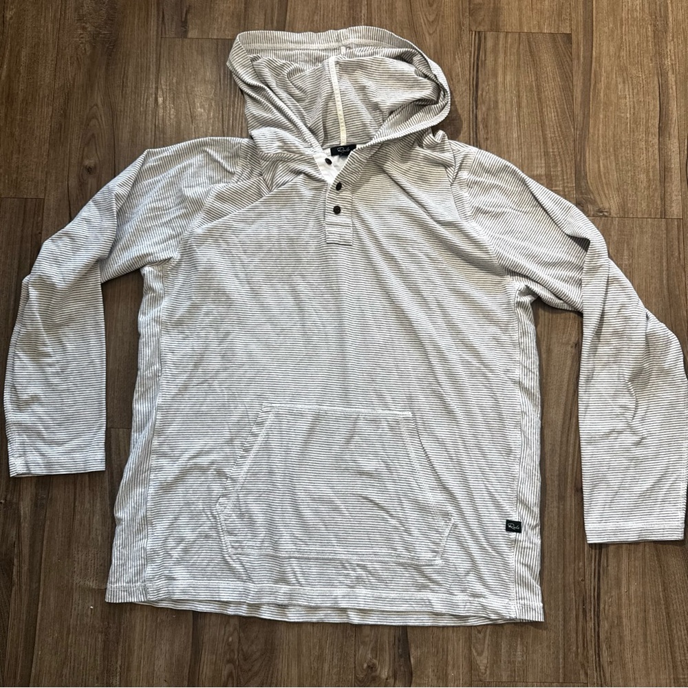 Men's Rails White Striped Hoodie Shirt size XL lightweight cotton